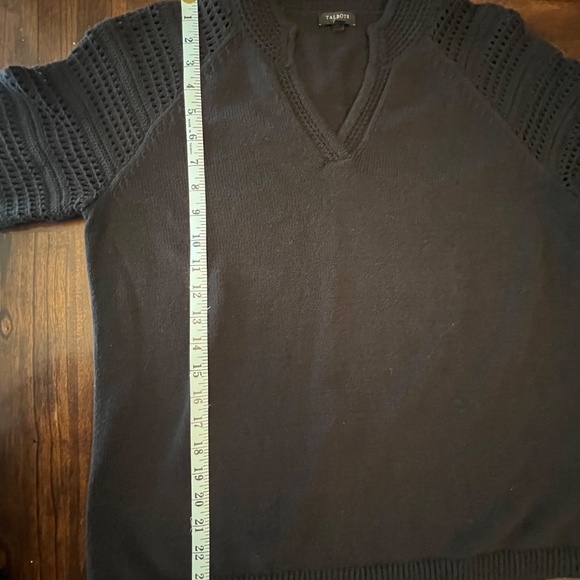Talbots Women's Petite Black Crochet Split Neck Sweater, Size Large - Picture 6 of 9